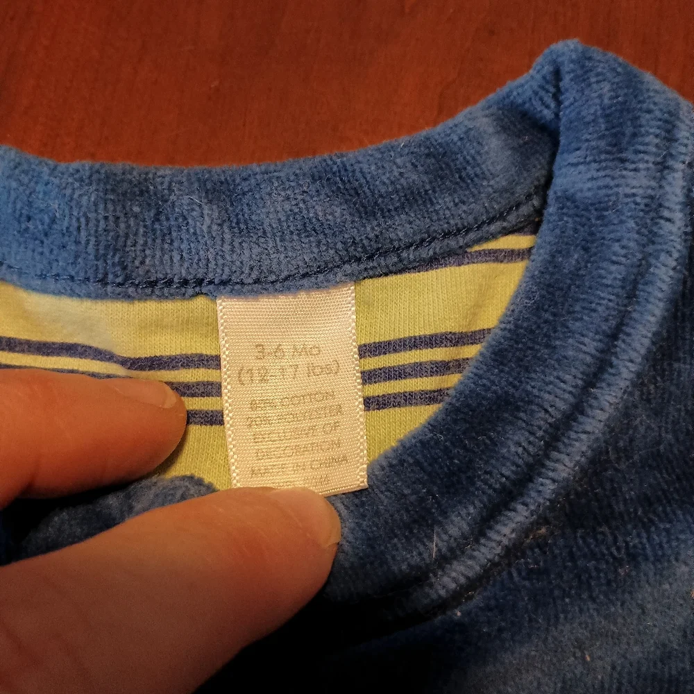 Vintage Blue Velour Dino 2pc Boys Pajama Set‎
